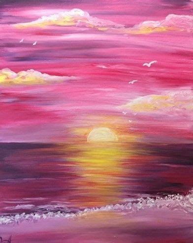 easy pink sunset painting